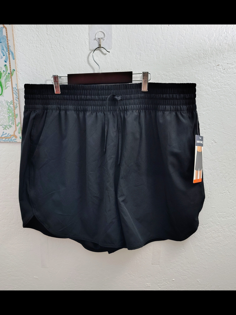 Lands' End Women's Black Athletic Shorts with Elastic Waistband